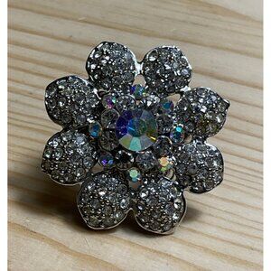 Large Statement Rhinestone Flower Stretch Ring
